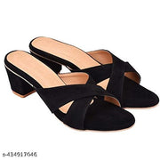 Women Block Heel Sandals Casual Comfortable Cross Strap Velvet Material For Adult Women/Girls  Block Heel Fashion  sandal for women, casual heel , women sandal , black heel, heel for women , heel sandal ladies , heel ke sandal ,  high heel , under 300