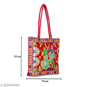 Royal Looking Cotton Traditional Ethnic Rajasthani Jaipuri Embroidered Handbag (Pink)