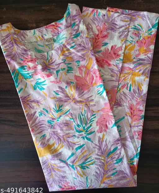 Elegant and Artistic Pastel Watercolor Kurta in Cotton with Three-Quarter Sleeves