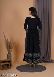 Women's Printed Rayon High Side Slit Straight Kurta