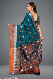 Premium silk blend fabric with smooth finish Rich zari weaving for traditional royal look Stylish pallu with intricate design Soft, lightweight & comfortable for long hours Comes with matching blouse piece