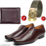 Graceful Trendy Formal Shoes/Party Shoes/Shoes Combo With Free Wallet & Belt  For  Men And Boys