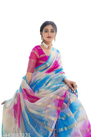 NEW FANCY ORGANZA SAREE  MULTY COLOUR SAREE