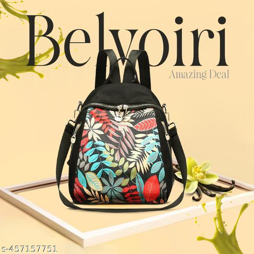 New Classic Nylon Leaf Full Print Multi Pocket Edition Backpack for Women/Girls- College Travel Casual Use