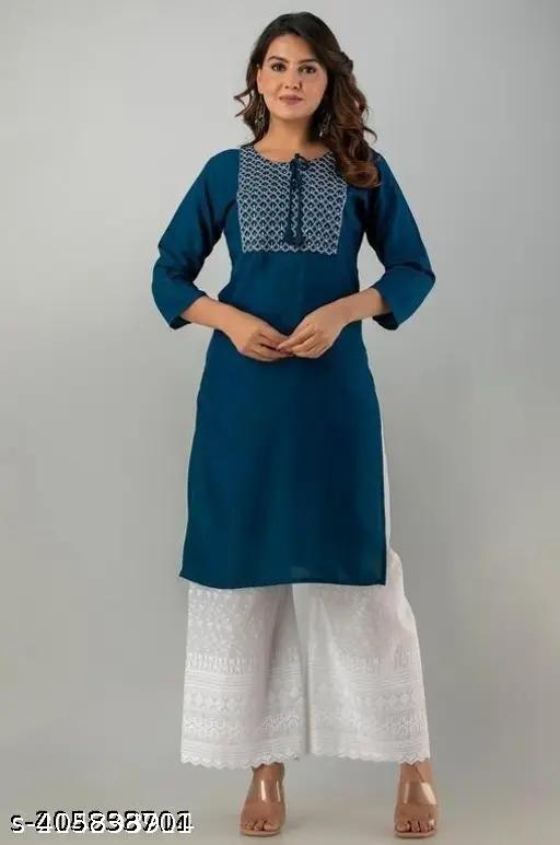 rayon kurti embroidered