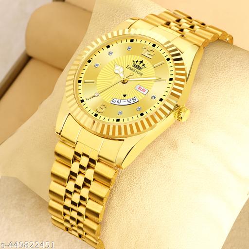 Legacy Series Original Gold Plated Day and Date Functioning | Stylish Chain | Quartz Analog Watch for Boys/ Men