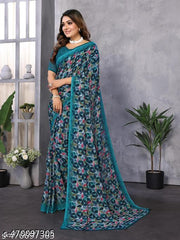 Festive Wear Georgette Printed Women's Saree with Un-stitched Blouse