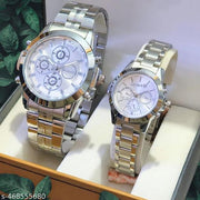 Attractive Coronagraph Design Silver Stainless Steel couple watch combo party wedding Couple Wedding Gift Combo, Anniversary Gift Combo, Couple Gift set - Men & Women