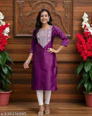 Straight Embroidered Kurta For Women And Girls
