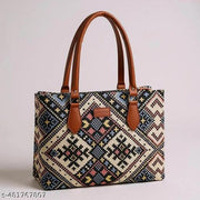 Multi Color Large Canvas Kalamkari Tote Bag With Two Zipper Inner Pockets for Shopping, Office & Daily Use