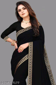 Zara New Treanding Plain Georgette Saree For Partywear