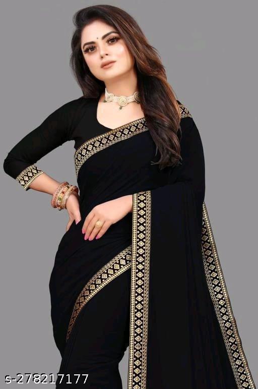 Zara New Treanding Plain Georgette Saree For Partywear