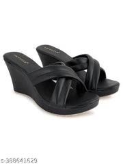 IKAGI Women Fashionable Comfort Wedge Heel Slip-on Sandal For Women & Girls
