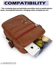 Men's Premium PU Leather Crossbody Sling Bag | Stylish Messenger Side Bag with Multiple Zip Pockets | Adjustable Shoulder Strap | Travel Office Casual Daily Use