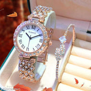 Trending New Arrival Stylish Attractive Ethnic Rose Gold Bracelet Look Analog Watch for Girls