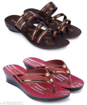 Pack of 2 Lightweight Brown Sandal Slippers With High Quality Sole For Women