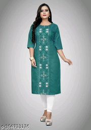women plus size cotton embroidered kurti