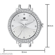 CRESTELLO Silver Plated Bracelet Analog Wrist Watch for Women (Silver Dial)