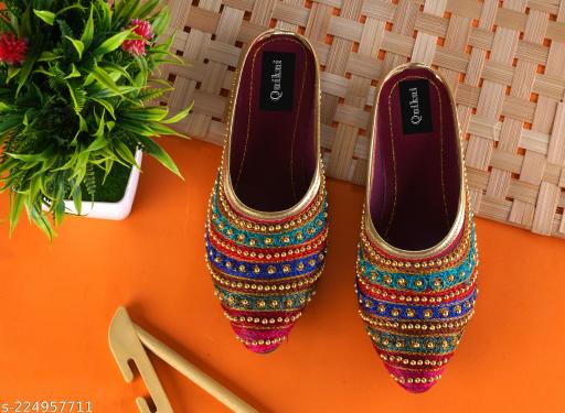 Quikni Ethnic Comfortable || Punjabi Hamdmade Mule For Women