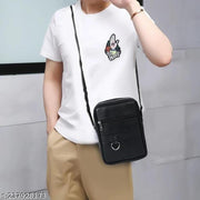 Trendy/Daily use/Classic College/Office BLACK Leather Sling Bag For Girls/Women/Boys/Mens