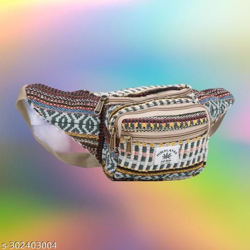 KRYSTAL Handmade Hemp Festival Waist pack Boho Hippie Waist Bag Hip Bum Running Belt Fanny Pack (Multicolour) Pack of 1