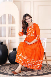 New fancy tardisnal printed anarkali riyon kurti for women& girls