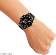 Welix Analog ALLAH Design Black Dial Stylish Black Silicone Strap Wrist Watch for Muslim Men and Boys, Pack of 1 - ALLAH-AVO-BLK-CDBLK