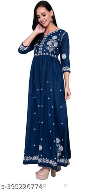 KGF Anarkali Kurti | Blue Embroidered Kurti | Anarkali Embroidery Kurti | Designer Anarkali Kurti | Ethnic Blue Kurti | Festive Wear Anarkali | Traditional Embroidered Kurti | Blue  Anarkali Dress | Embroidery Kurti for Women