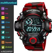 Digital Sports Multi Functional Black Dial Red Army Belt Watch For Mens Boys