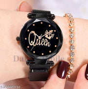 Luxury Studded Color New Mesh Magnet Buckle Starry sky Quartz Sparkling Magnetic Strap Magnet watch Girls and Women.