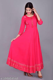 RUDRAKSH Women's Embroidered Rayon Anarkali Kurta|Gown for Women|Flared Kurta for Women|Women's Rayon Printed Flared Anarkali Kurti| Anarkali Kurti for Women & Girls