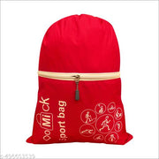 Polyester Waterproof Drawstring Multipurpose use Backpack Light Weight/Washable/Reusable With Zip pocket Reusable for Men Women (39X34 CM) COLOR RED PACK OF 1
