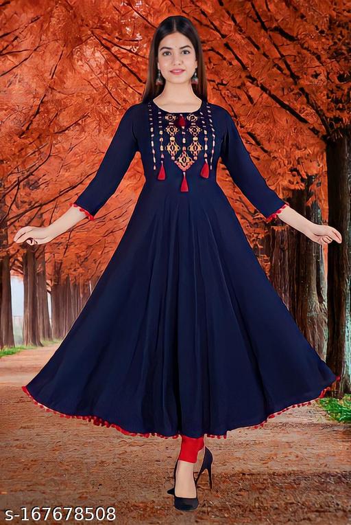 4 LA TKA  Blue  Embellished kurti woman,s