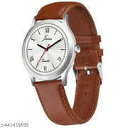 Jainx Silver Dial Brown Leather Strap Analog Wrist Watch for Men