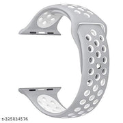 Rycore Sports Band Soft Silicone Sport Wristband Compatible with Apple Watch iWatch Bands 42mm 44mm & 45mm Soft Silicone Strap for iWatch Series 7 6 5 4 3 2 SE [Watch NOT Included] - White & Grey