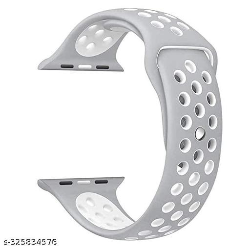 Rycore Sports Band Soft Silicone Sport Wristband Compatible with Apple Watch iWatch Bands 42mm 44mm & 45mm Soft Silicone Strap for iWatch Series 7 6 5 4 3 2 SE [Watch NOT Included] - White & Grey