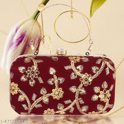 "Sky Wing Embroidered Minimalist Elegance Clutch: Sleek, Compact, and Fashion-Forward Design" With Free Handle