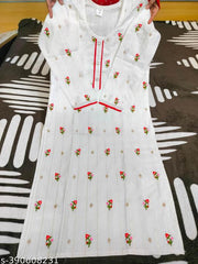 White Kurti Floral Print For Women | Cotton Kurti For Summer Wear | Embroidery Kurti for Women | Women Kurti | Soft Fabric | Summer Wear Kurti