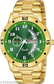 Day n Date Men Stylish Analog Latest Watches Combo - Set of 2 - GOLD-6-AND-SLV-11