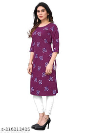 Polyster/Crepe fabric-Women Printed Straight Kurti