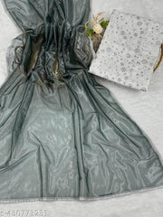 Trendy Saree with Silver Border Detailing and Designer Occasion Wear Look for Women