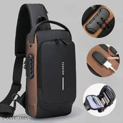 USB SLING WAIST BAG LATEST SOLID ZIPPER QUALITY 4 COMPARTMENT ZIPPER BAG