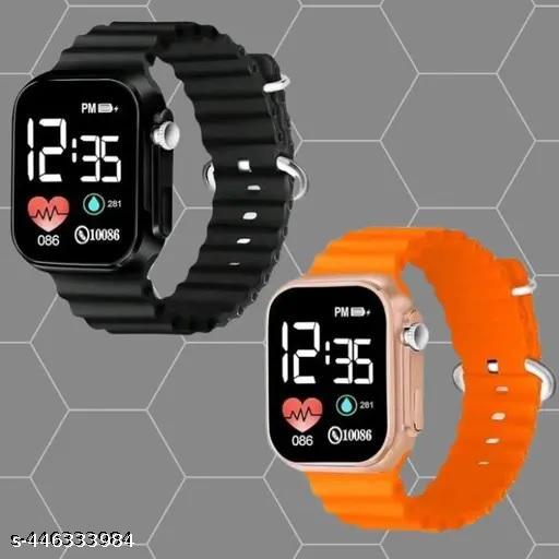 Unique stylish digital rubber watch combo