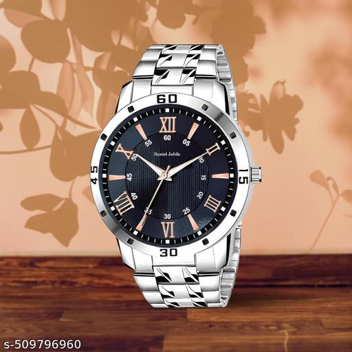 Letest Trendy Luxe Black  Dial Analog Roman Numeral Watch with Sleek Metallic Strap watch for Men's & Kids