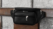 Stylish Black Waist Bag for Men & Women | Multi-Pocket Travel Belt Bag | Adjustable Crossbody Chest Bag