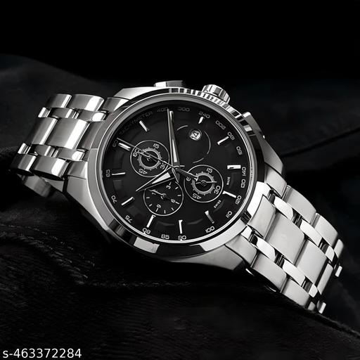 Black Dial Stainless Steel Strap Analog Men's Watch
