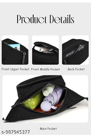 Nylon Waist Bag for Men & Women | Water Resistant Sling Bag with Multiple Pockets | Crossbody Chest Bag for Travel, Gym, Hiking & Daily Use | 30.5 x 5 x 14 cm