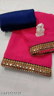 NEW Georgette  MIRROR LACE SAREE