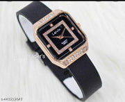 Trending black diamond rubber strap square shape quartz watch for girls
