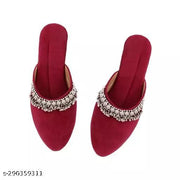ZadZed Women's Designer Rajasthani Jutti | Velvet Embellished Slip-On Ethnic Footwear for Festive & Casual Wear